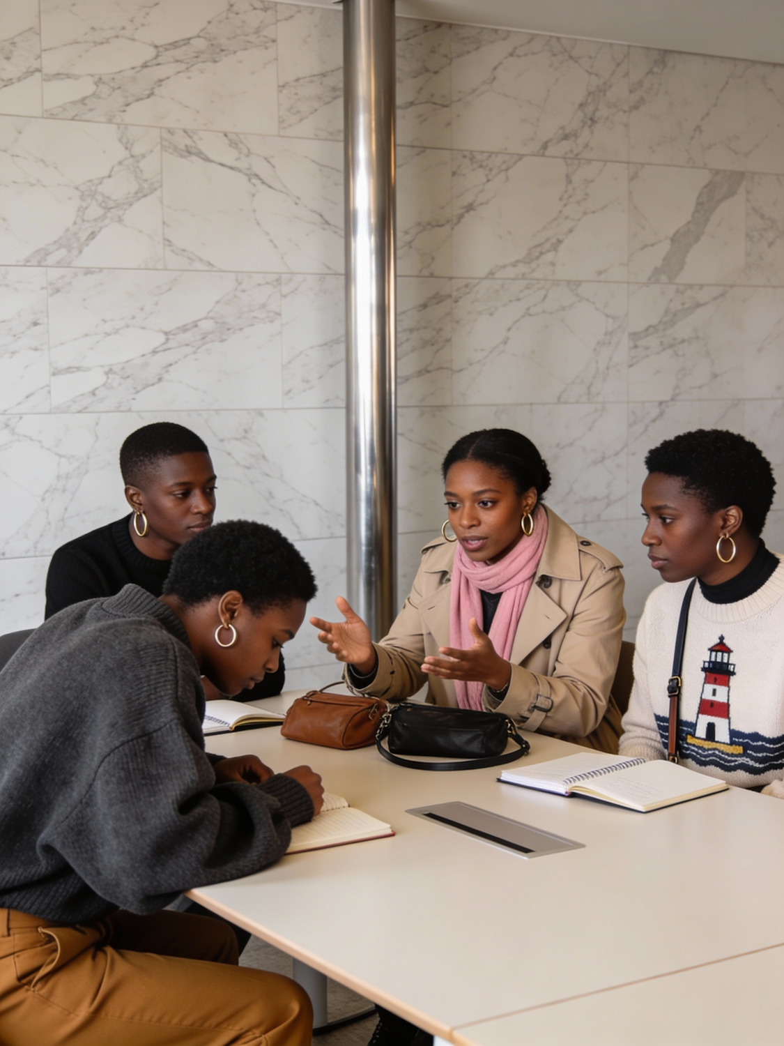A diverse group of people engaged in discussion, symbolizing varying perceptions and interpretations of news from different sources and backgrounds.