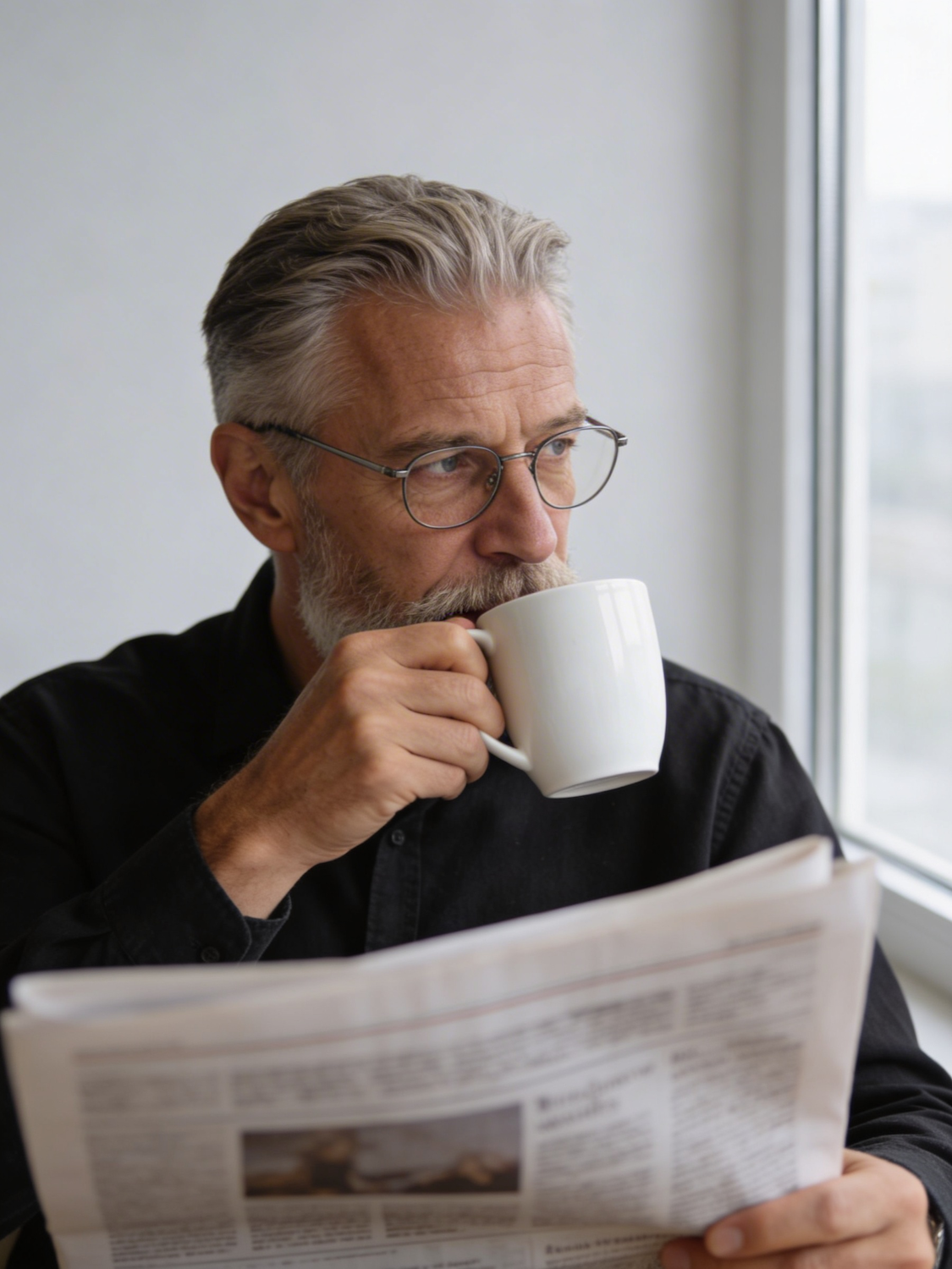 A person reading a newspaper or news on a tablet, demonstrating careful consideration of the source and its content.