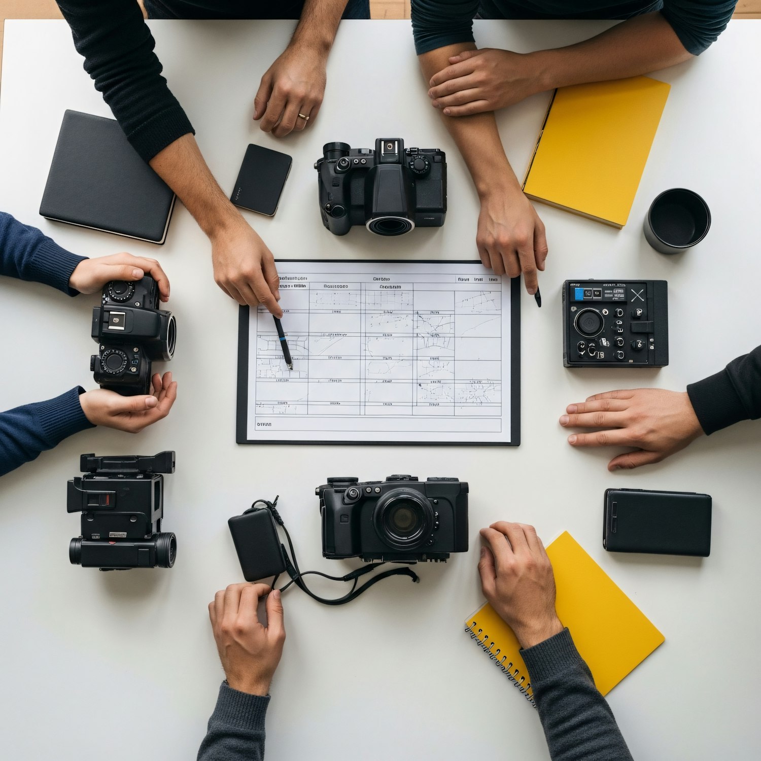 Journalists collaborating in a bustling, modern newsroom environment, reflecting the internal forces shaping a newspaper's editorial identity.