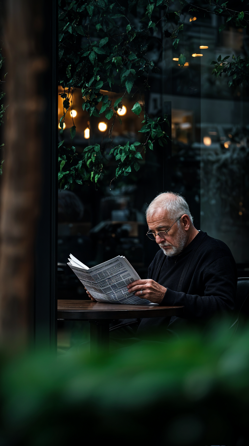 A person engrossed in reading a physical newspaper, highlighting the deeper engagement long advertising aims for.