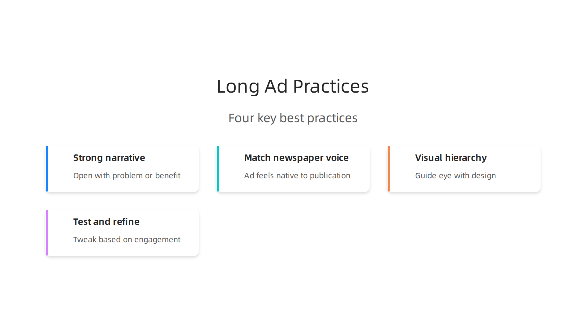 Four best practices for crafting effective and high-impact long-form advertisements.