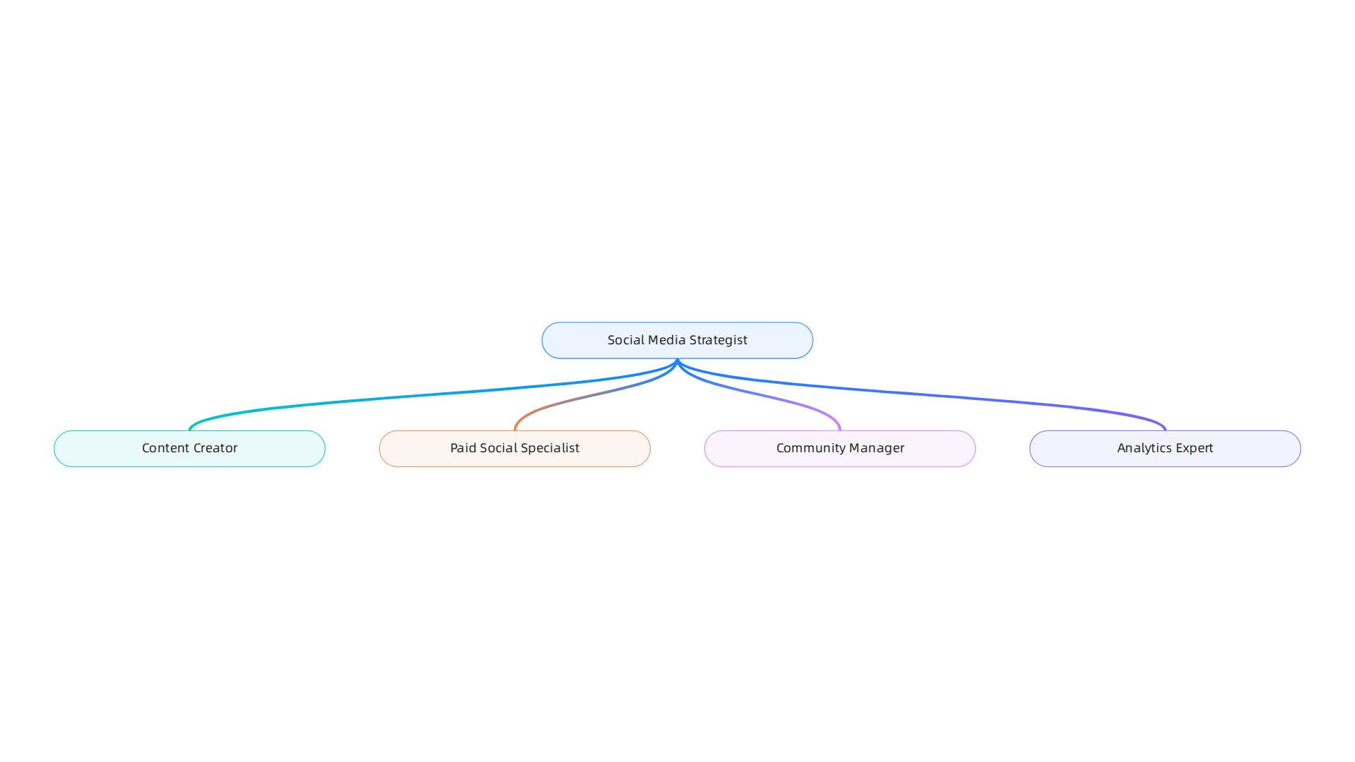 An infographic outlining the essential roles within a social media marketing team.