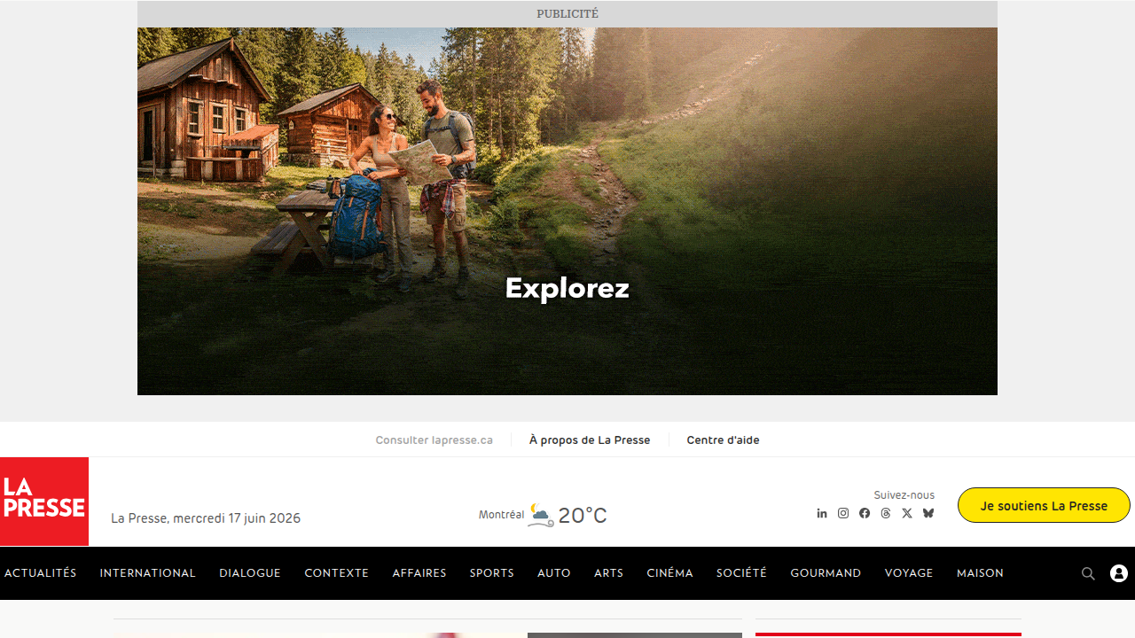 Homepage screenshot of La Presse to show its digital-first format and audience reach.