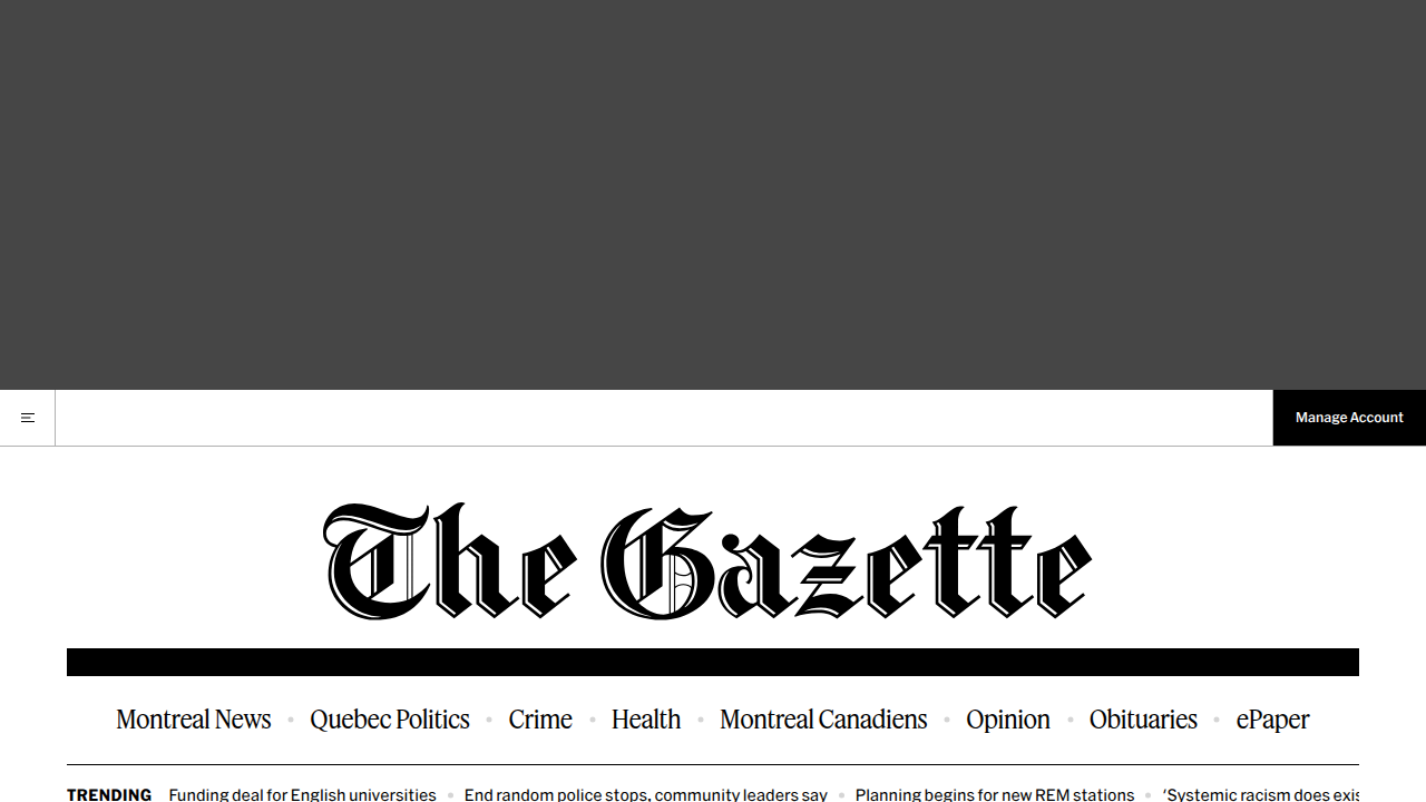Homepage screenshot of The Gazette highlighting its role as the main English-language daily.
