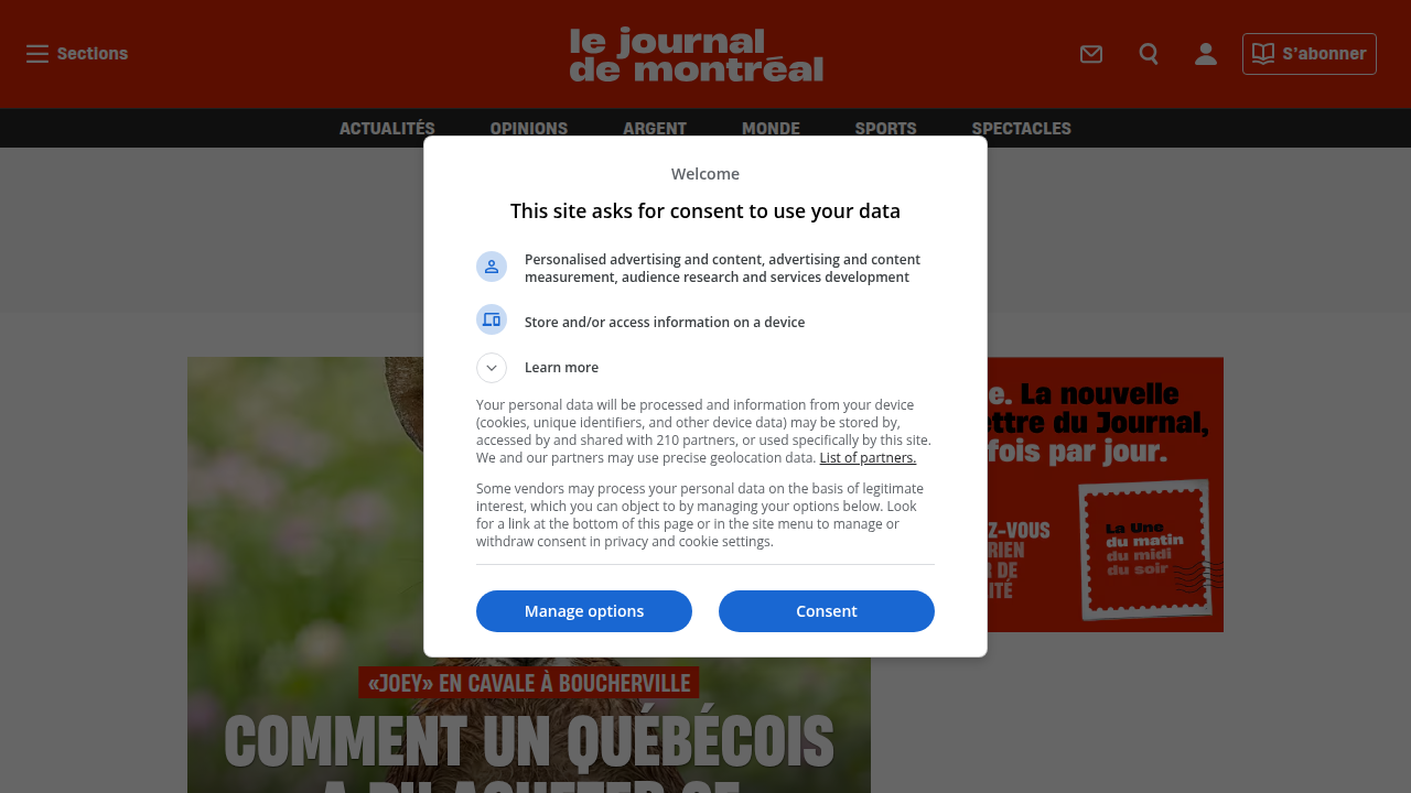 Homepage screenshot of Journal de Montréal to show its tabloid style and large reach.