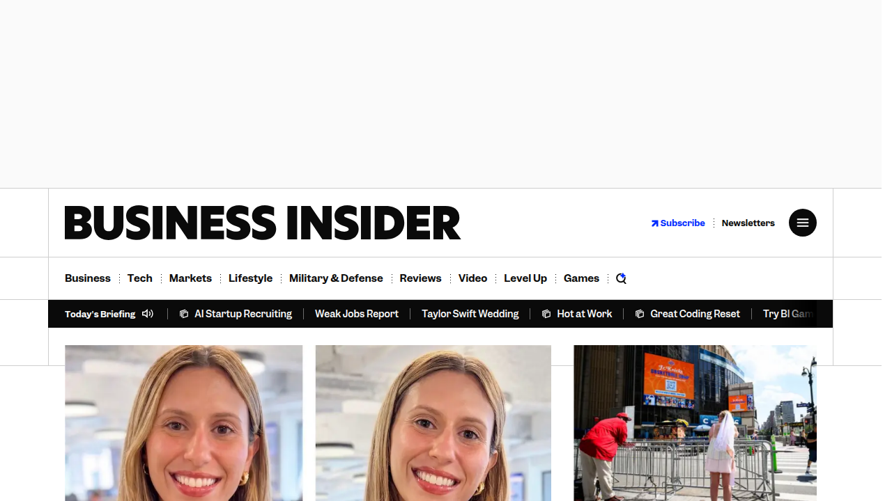 Screenshot of the Business Insider homepage, a respected business publication that highlights industry-leading programs.