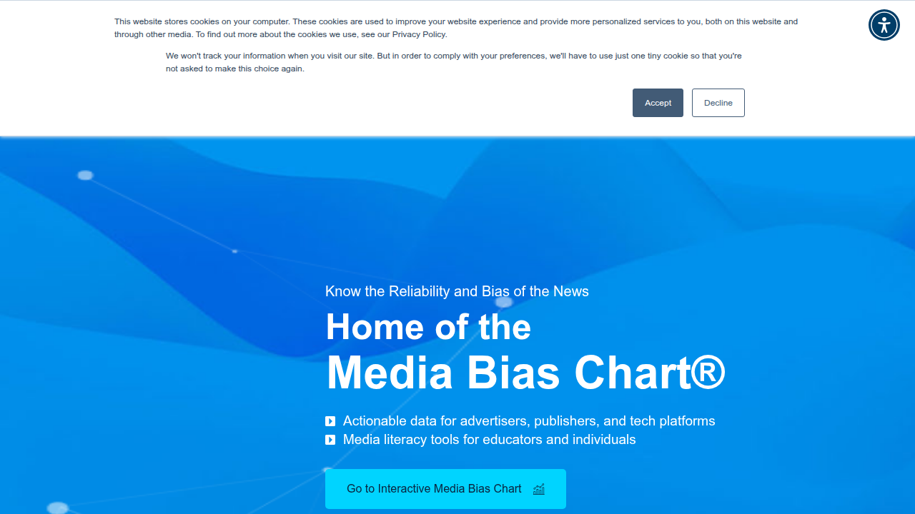 Ad Fontes Media visualizes news source reliability and bias using a comprehensive chart.