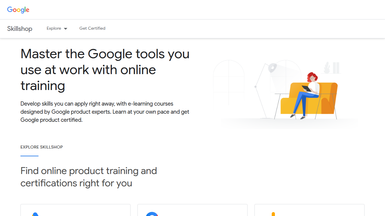A screenshot of the Google Skillshop platform, where users can find Google Ads certifications.