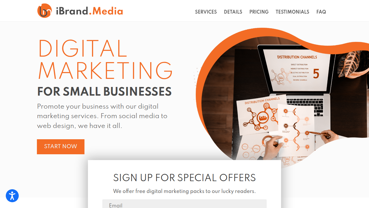 A screenshot of the iBrand Media homepage, which explains programmatic advertising for marketers.