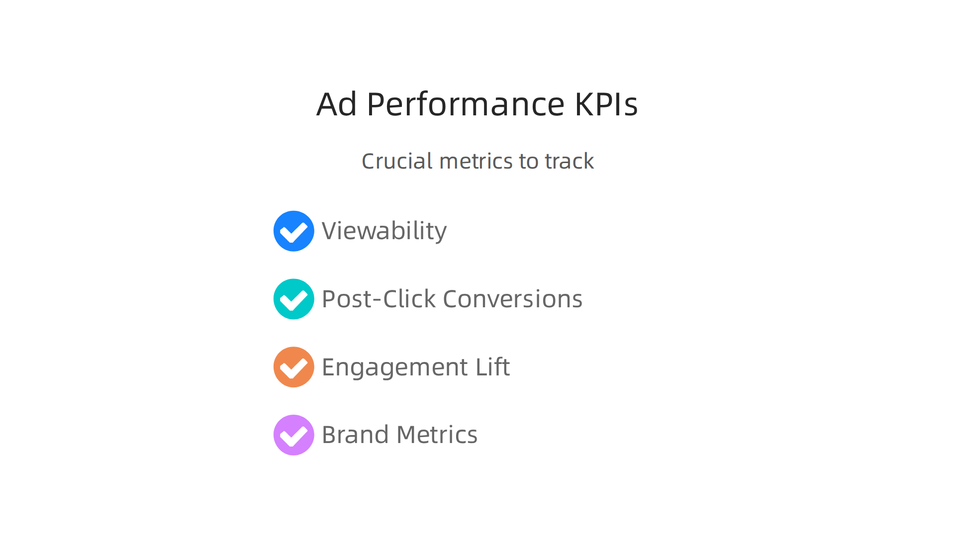Crucial metrics to track for effective advertising performance measurement and optimization.